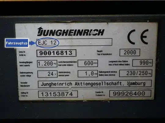 Jungheinrich Typenschild