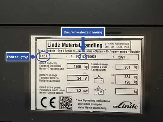 Linde Typenschild Lagertechnik